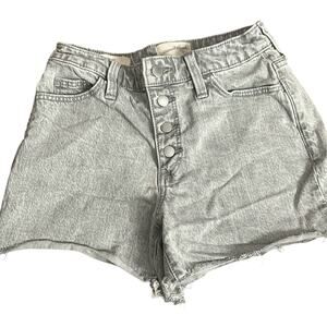 Universal Thread Vintage MIDI Gray Denim Shorts Button Fly Distressed Size 0/25